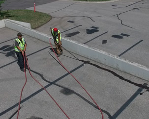 Lot is edged with Poly Tar Sealer