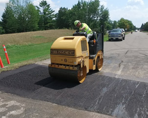 Asphalt is compacted